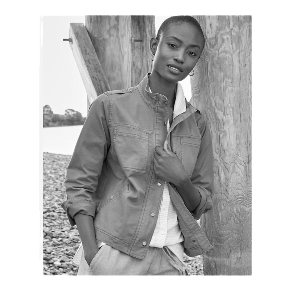 Garnet Hill Organic-Cotton Utility Jacket in Washed Charcoal